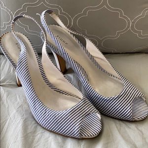 Blue and white slingback